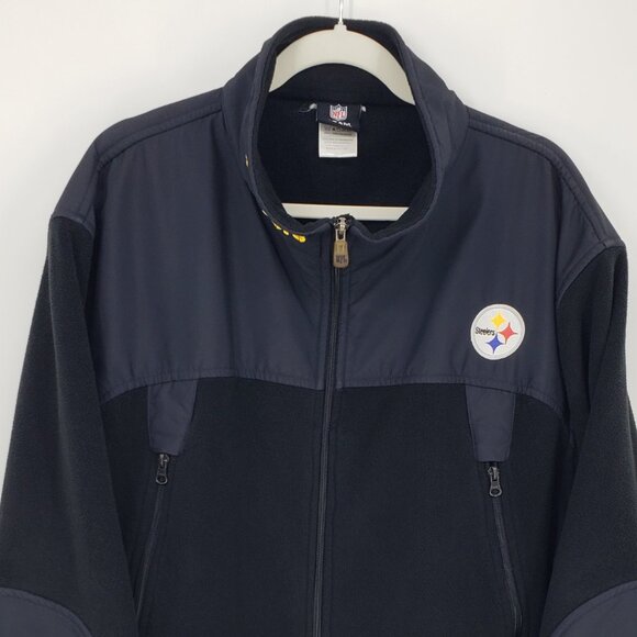NFL Pittsburgh Steelers Fleece Full Zip Up Jacket XL Mens  Embroidered Black - Picture 4 of 9